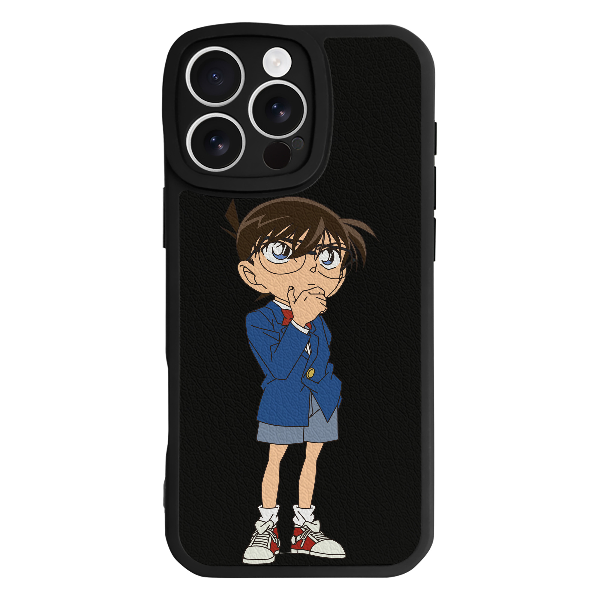 （画像用） 名探偵コナン 江戸川 コナン Detective Conan Conan Edogawa 【iPhone 16シリーズ対応】シリコンスマホケース（レザー調） 材質：シリコン